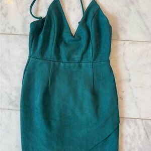 Super down emerald suede dress- new with tags small